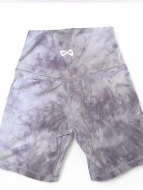 NFINITY Tie-Dye High-Waist Athletic Bike Shorts - Light Gray